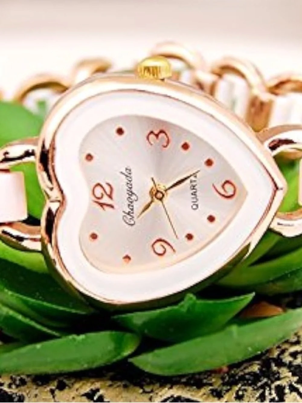 Anthropologie Rose Gold and Blush Heart Bracelet Watch